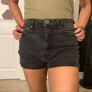 Gray Black Jean Shorts